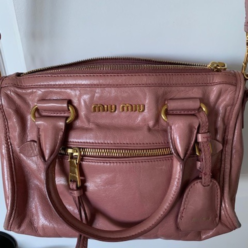 Miu Miu Prada Vitello Zip City Shoulder Bag Pink
